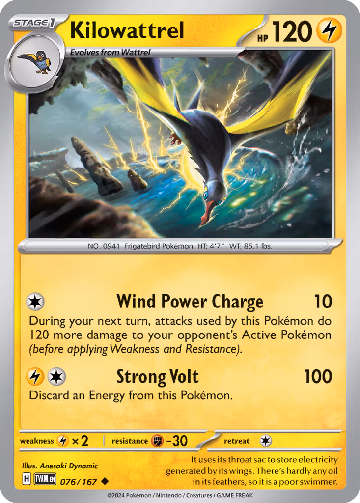 Kilowattrel 76/167 Pokemon card