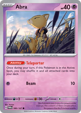 Abra 80/167 Pokemon card