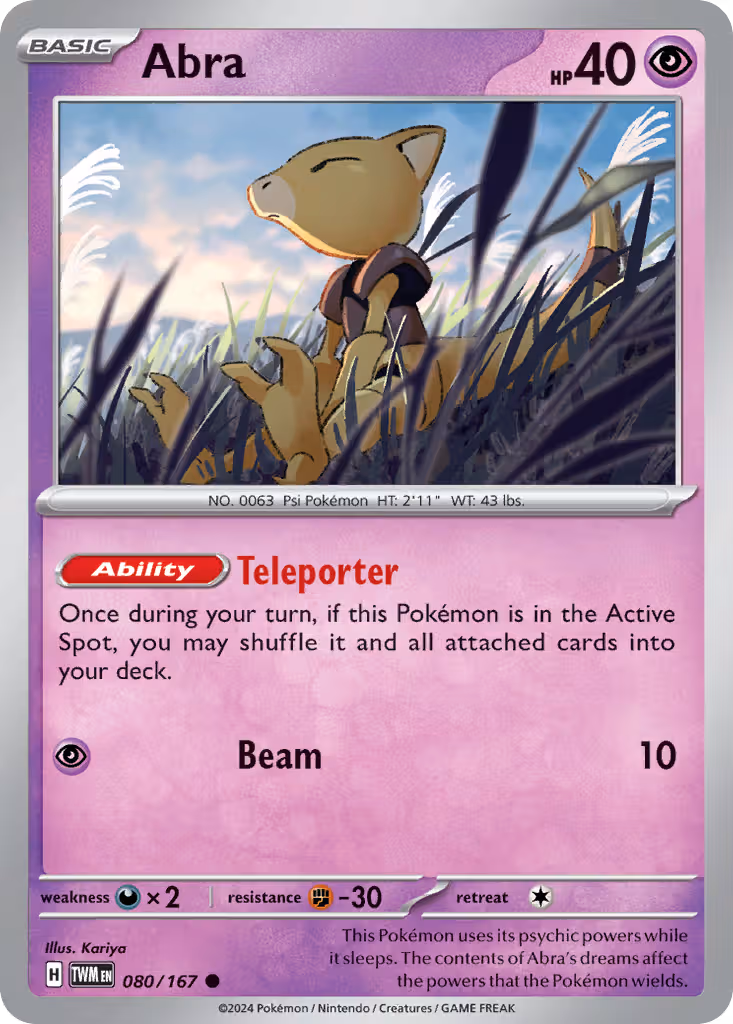 Abra 80/167 Pokemon card