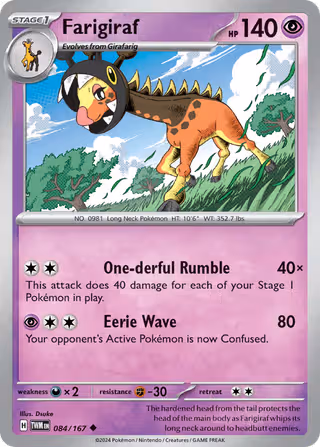 Farigiraf 84/167 Pokemon card