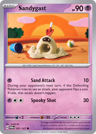 Sandygast 91/167 Pokemon card