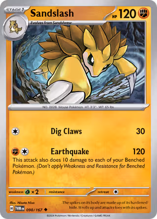 Sandslash 98/167 Pokemon card
