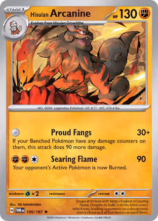 Hisuian Arcanine 100/167 Pokemon card