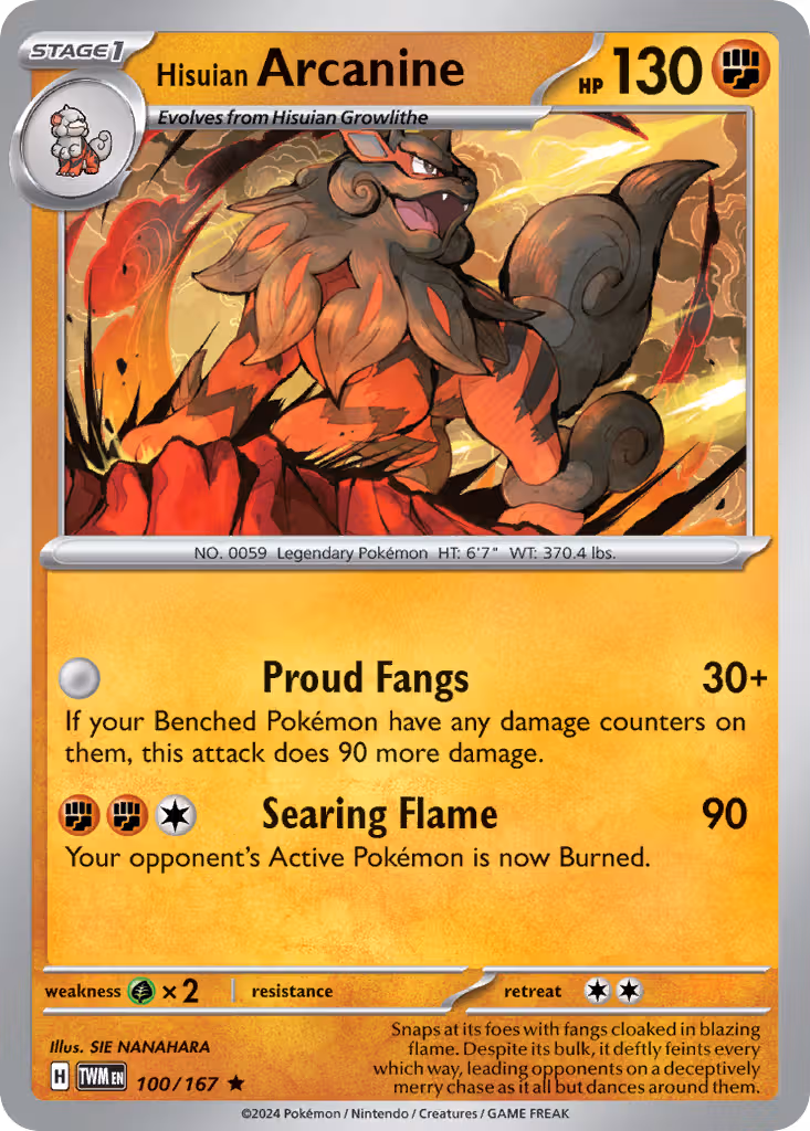 Hisuian Arcanine 100/167 Pokemon card
