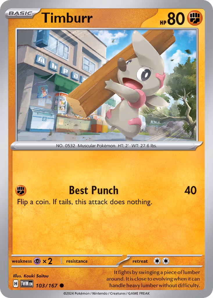 Timburr 103/167 Pokemon card