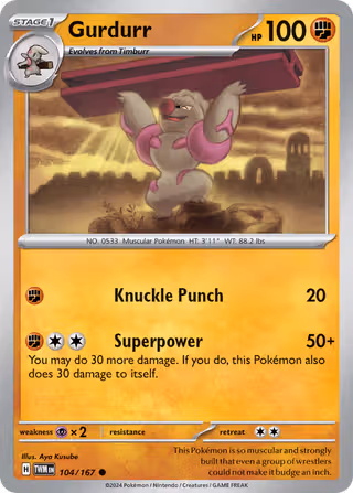 Gurdurr 104/167 Pokemon card