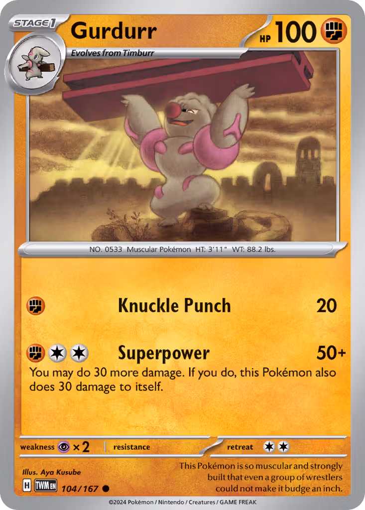 Gurdurr 104/167 Pokemon card