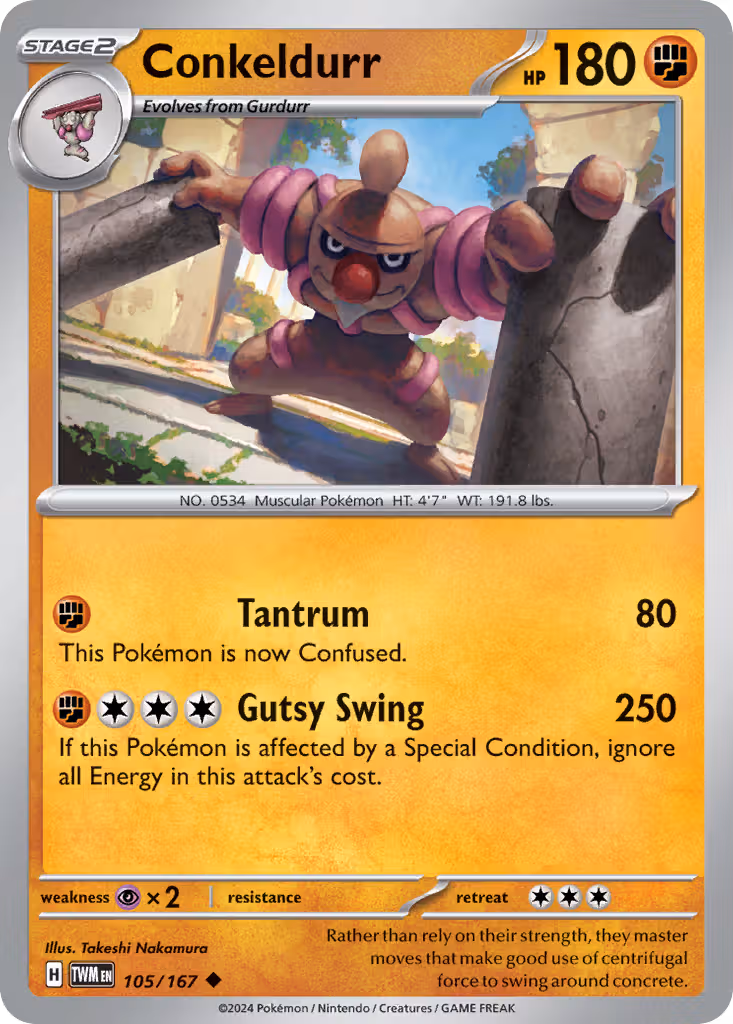 Conkeldurr 105/167 Pokemon card