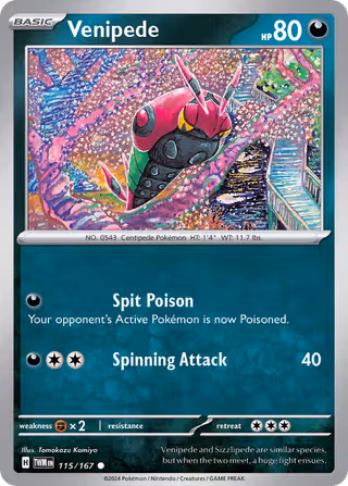 Venipede 115/167 Pokemon card