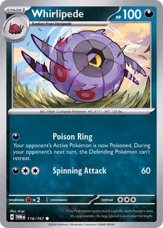 Whirlipede 116/167 Pokemon card