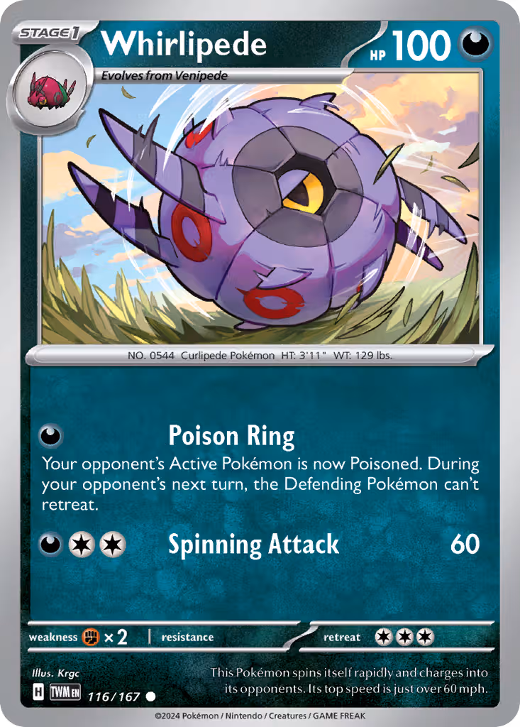 Whirlipede 116/167 Pokemon card