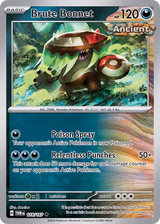 Brute Bonnet 118/167 Pokemon card