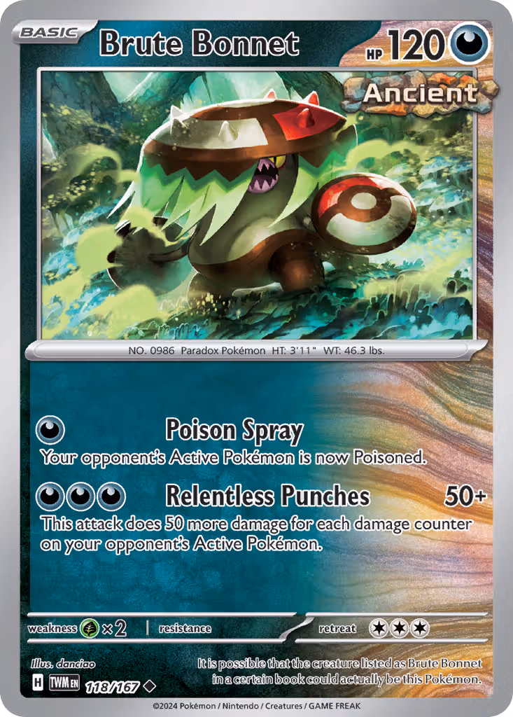 Brute Bonnet 118/167 Pokemon card