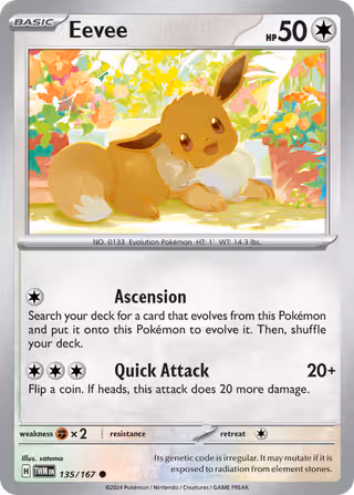 Eevee 135/167 Pokemon card