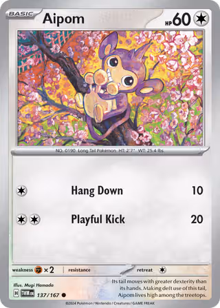 Aipom 137/167 Pokemon card
