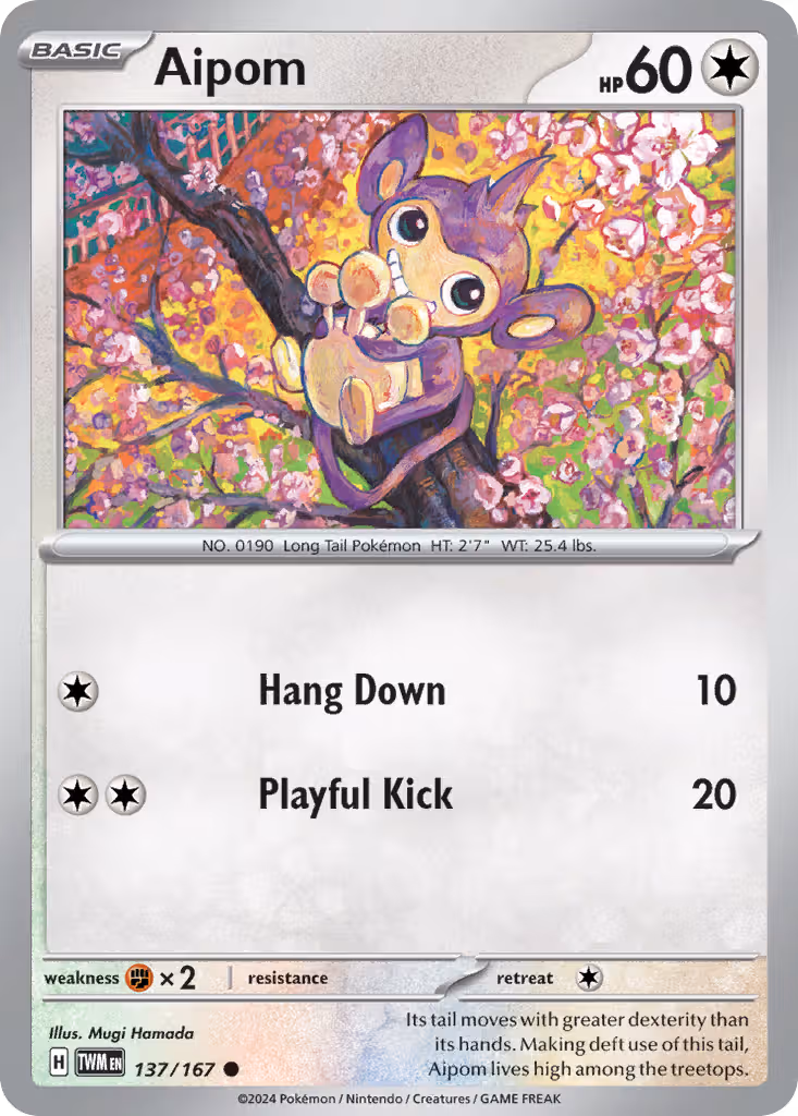 Aipom 137/167 Pokemon card