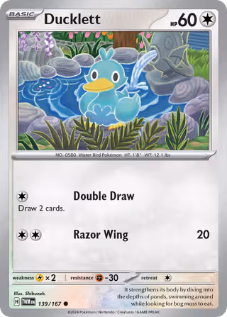 Ducklett 139/167 Pokemon card