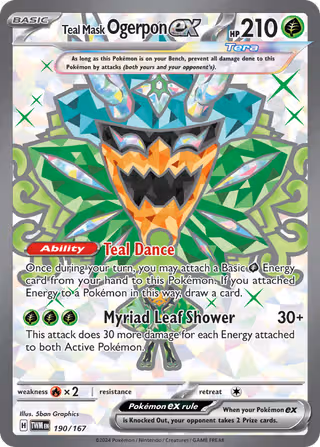 Teal Mask Ogerpon ex 190/167 Pokemon card
