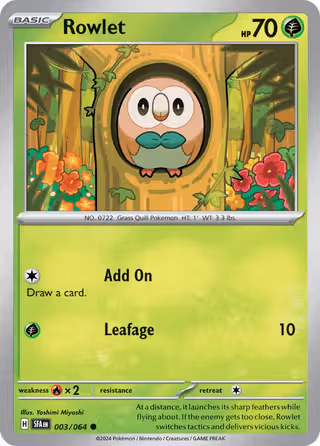 Rowlet 3/64 Pokemon card