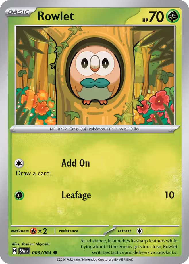 Rowlet 3/64 Pokemon card