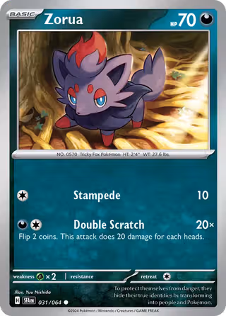 Zorua 31/64 Pokemon card