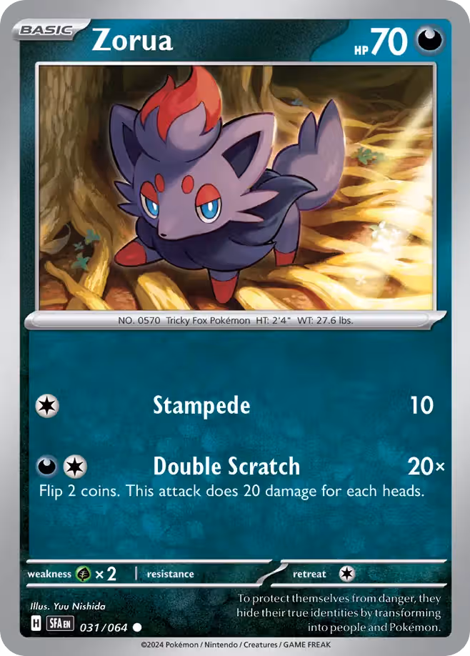 Zorua 31/64 Pokemon card