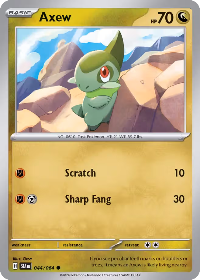 Axew 44/64 Pokemon card