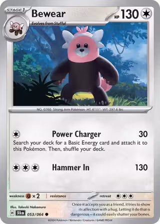 Bewear 53/64 Pokemon card