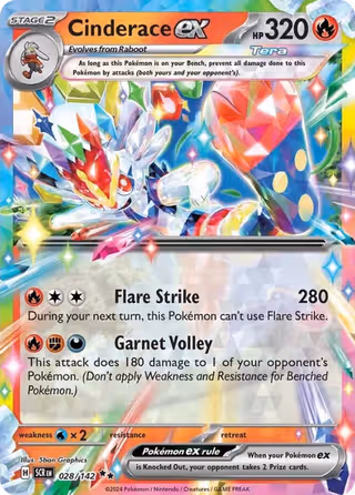 Cinderace ex 28/142 Pokemon card