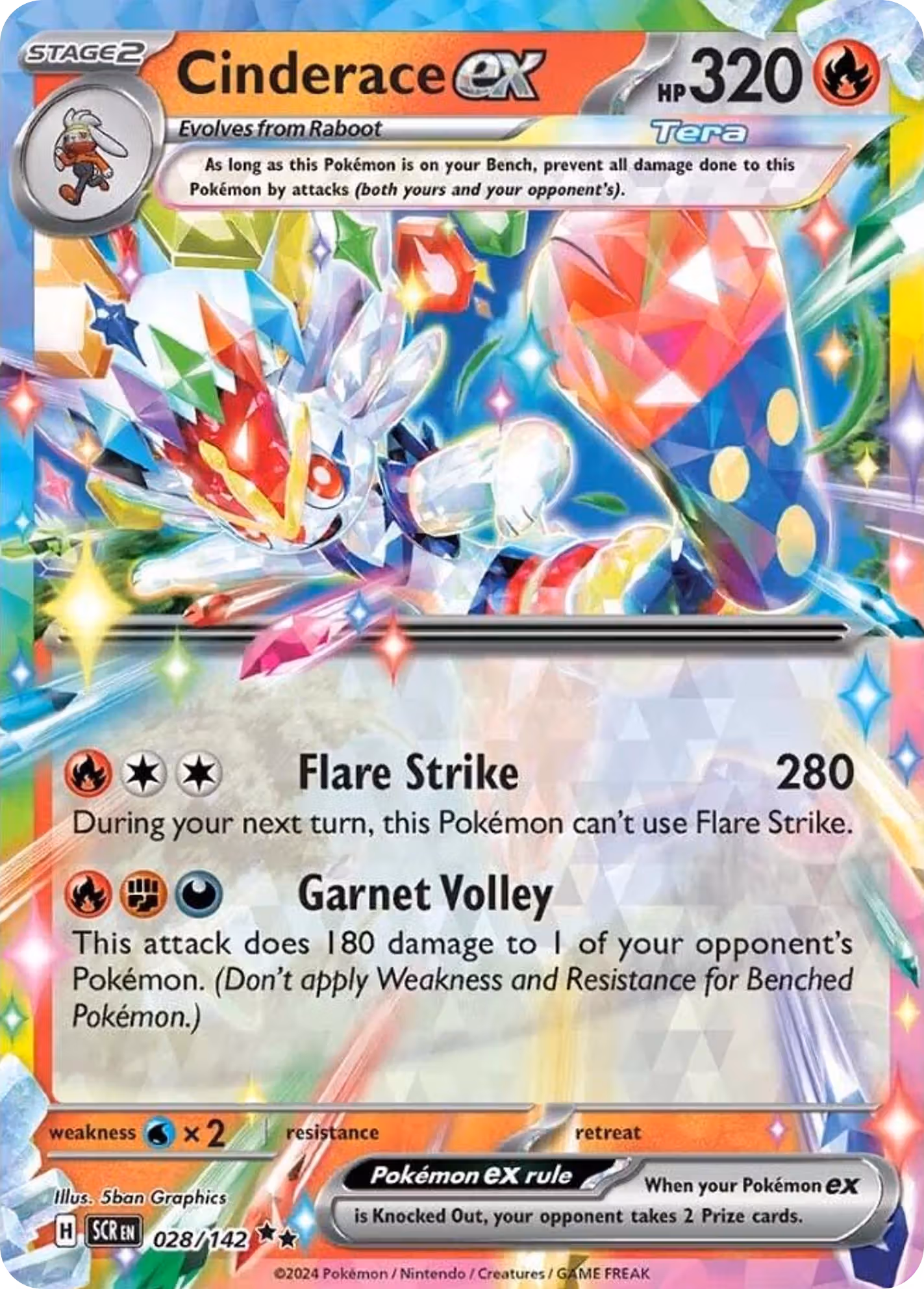 Cinderace ex 28/142 Pokemon card