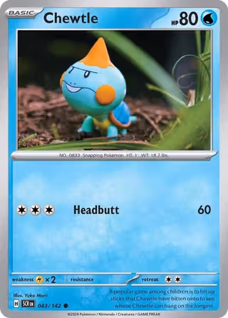 Chewtle 43/142 Pokemon card