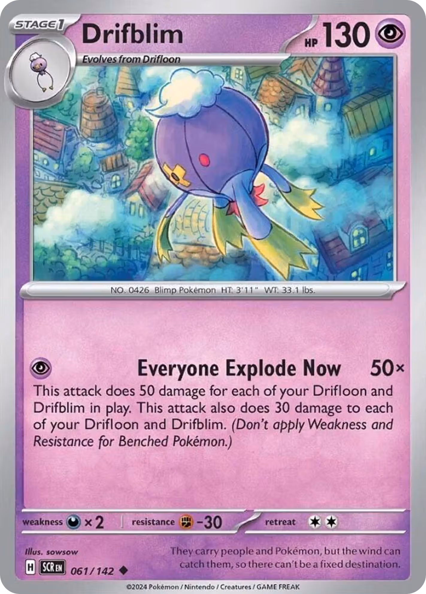 Drifblim 61/142 Pokemon card