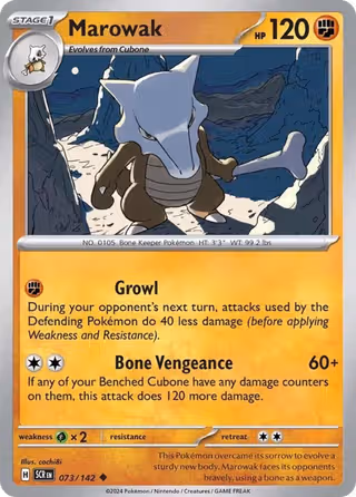 Marowak 73/142 Pokemon card