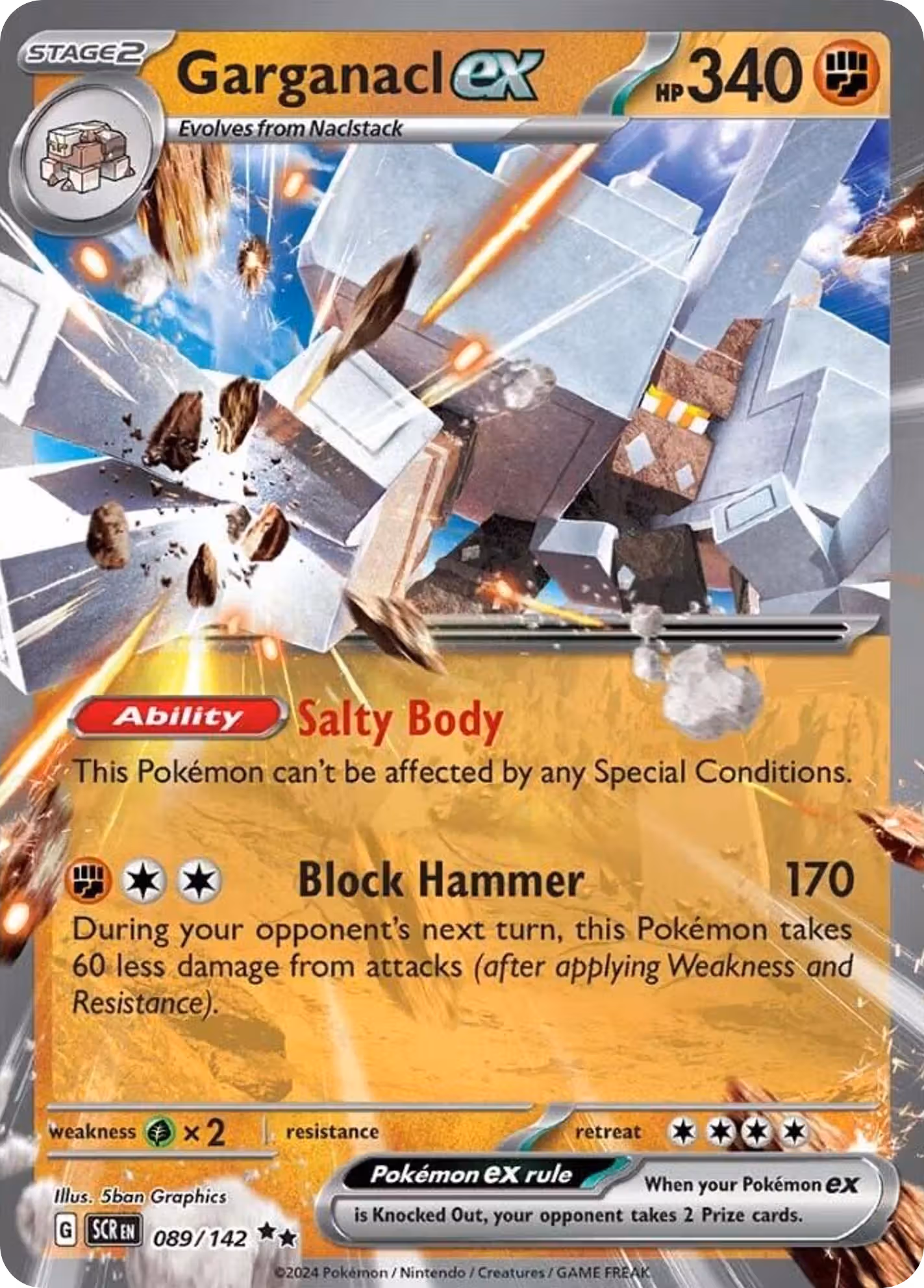 Garganacl ex 89/142 Pokemon card