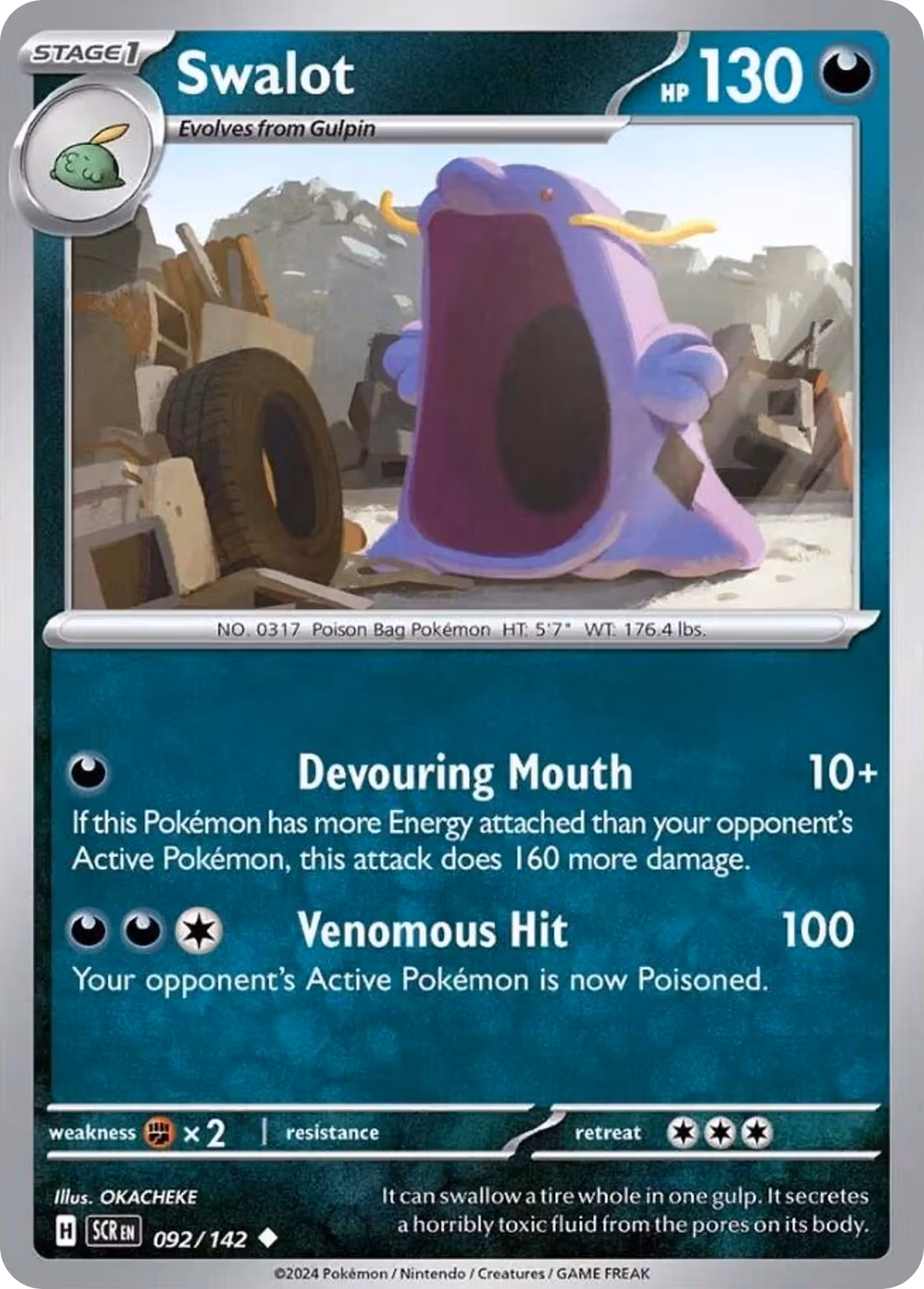 Swalot 92/142 Pokemon card