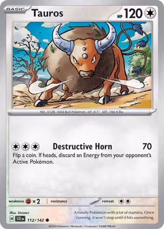 Tauros 112/142 Pokemon card