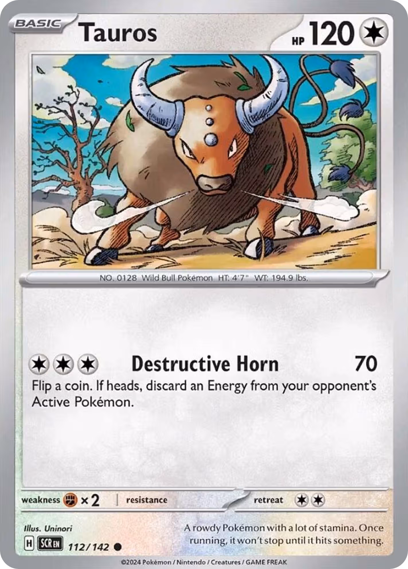 Tauros 112/142 Pokemon card