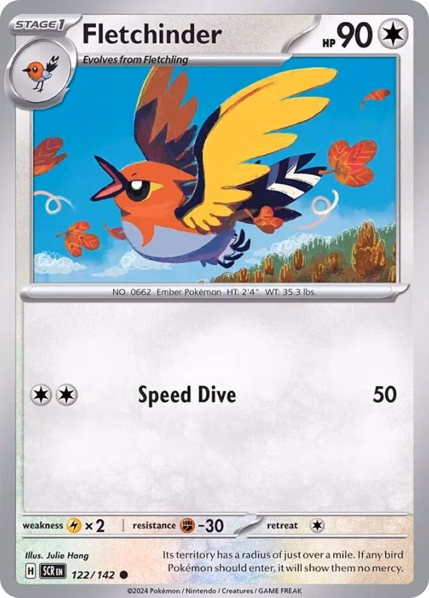 Fletchinder 122/142 Pokemon card