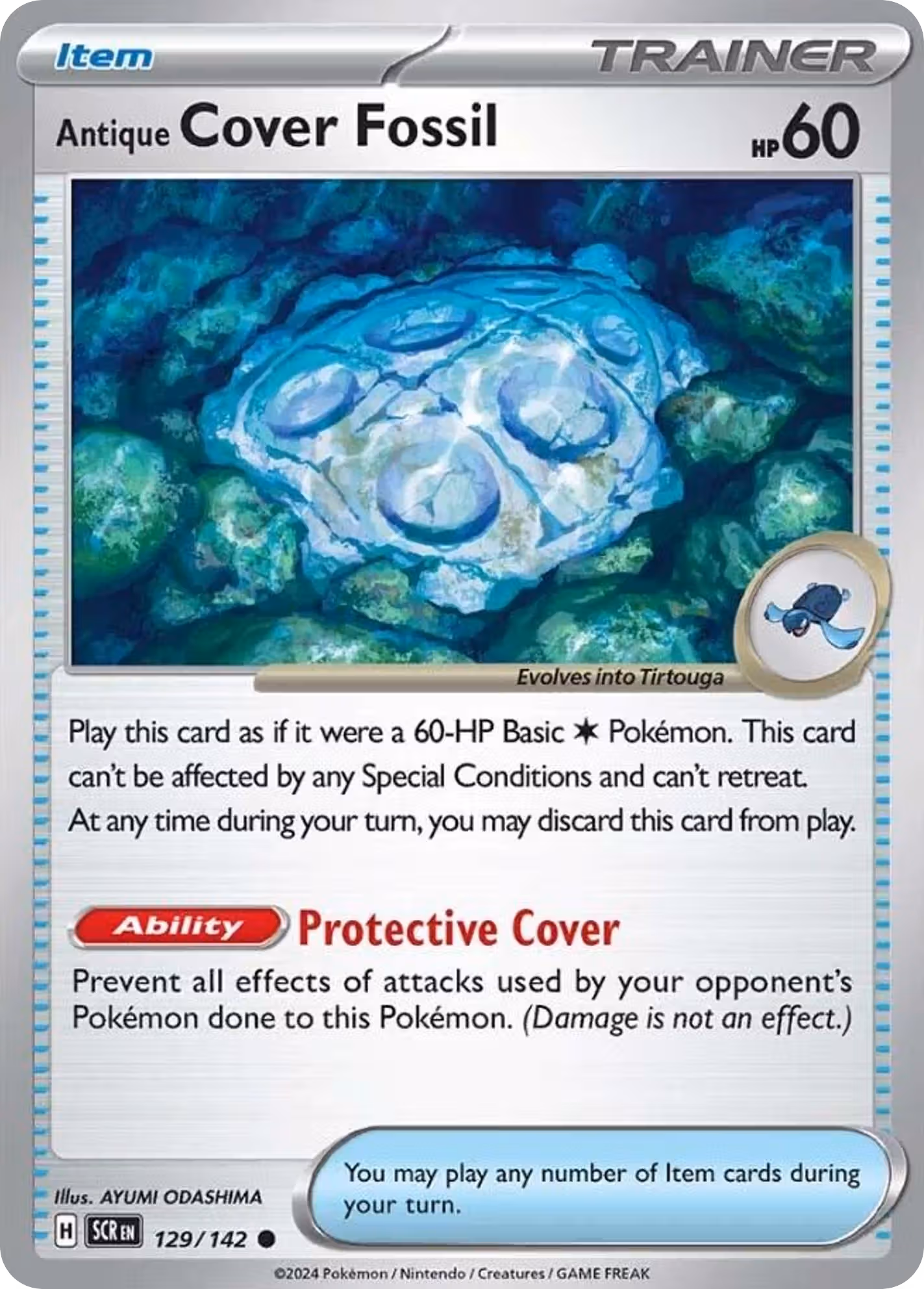 Antique Cover Fossil 129/142 Pokemon card
