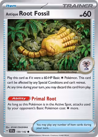 Antique Root Fossil 130/142 Pokemon card