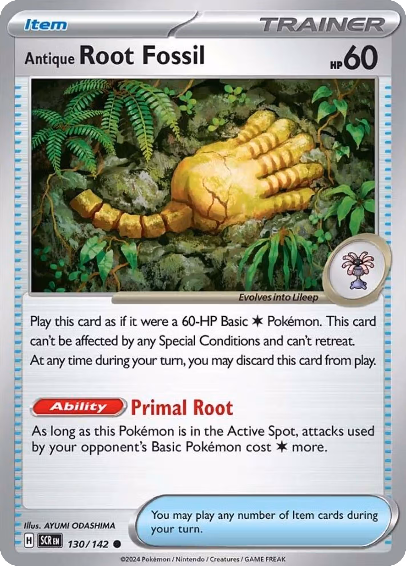 Antique Root Fossil 130/142 Pokemon card