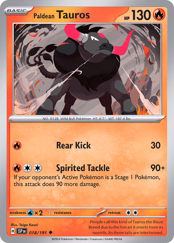 Paldean Tauros 18/191 Pokemon card