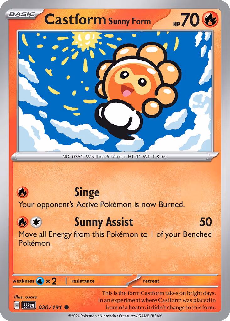 Castform Sunny Form 20/191 Pokemon card