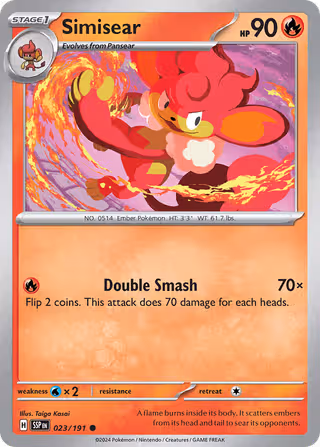 Simisear 23/191 Pokemon card
