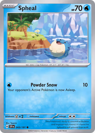 Spheal 43/191 Pokemon card