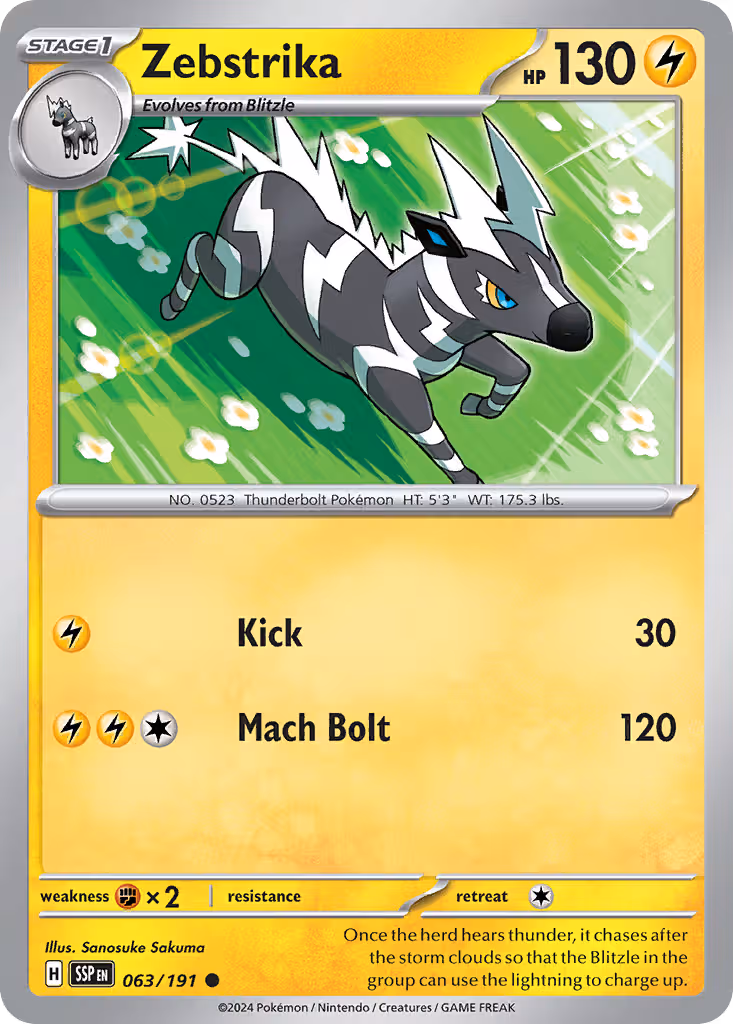 Zebstrika 63/191 Pokemon card