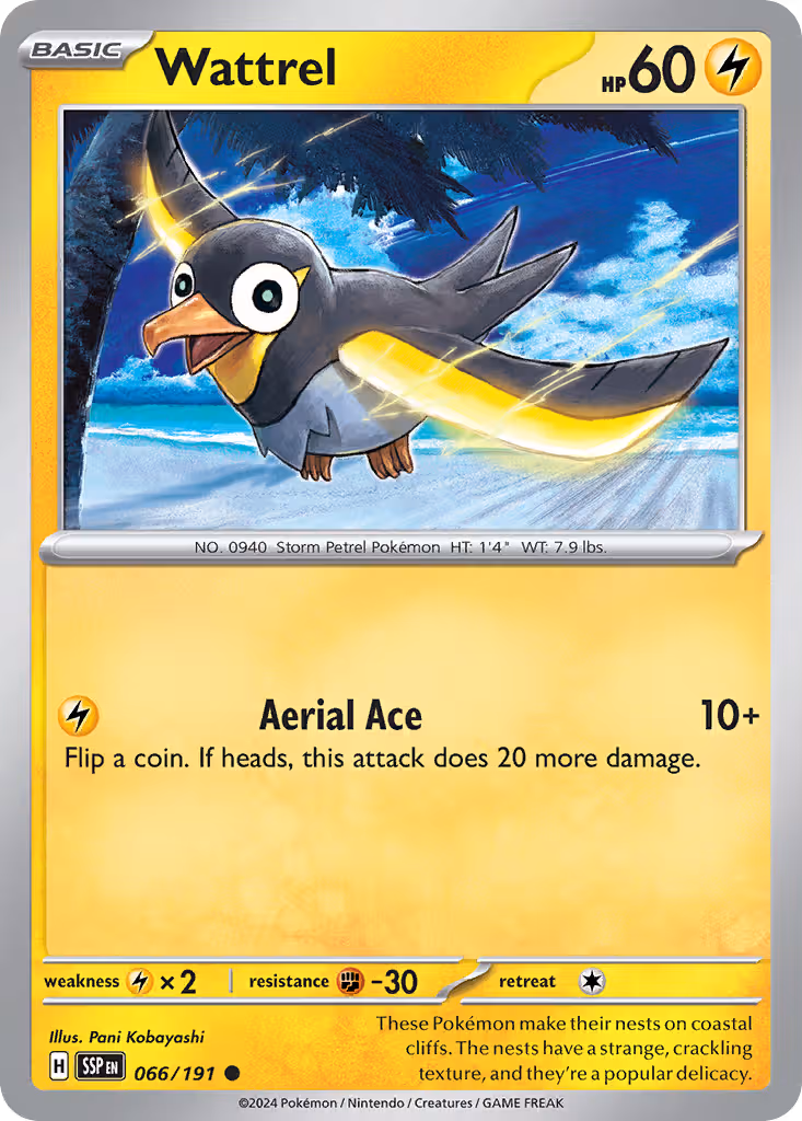 Wattrel 66/191 Pokemon card