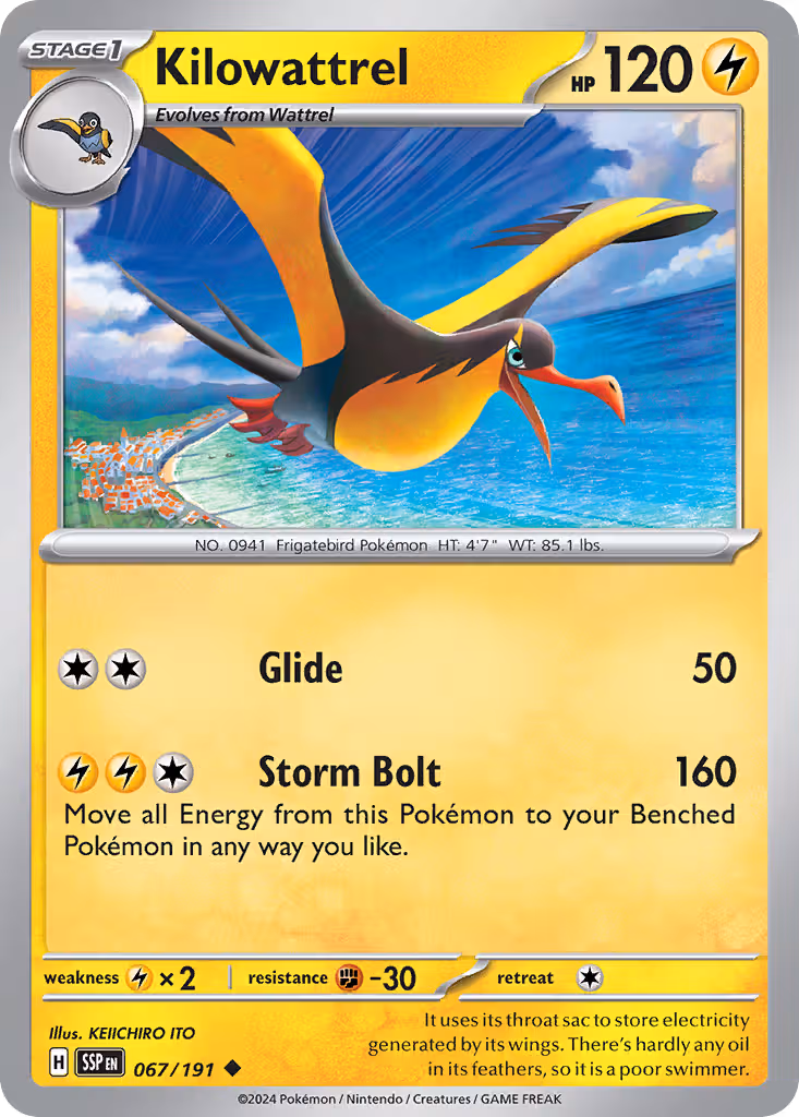 Kilowattrel 67/191 Pokemon card
