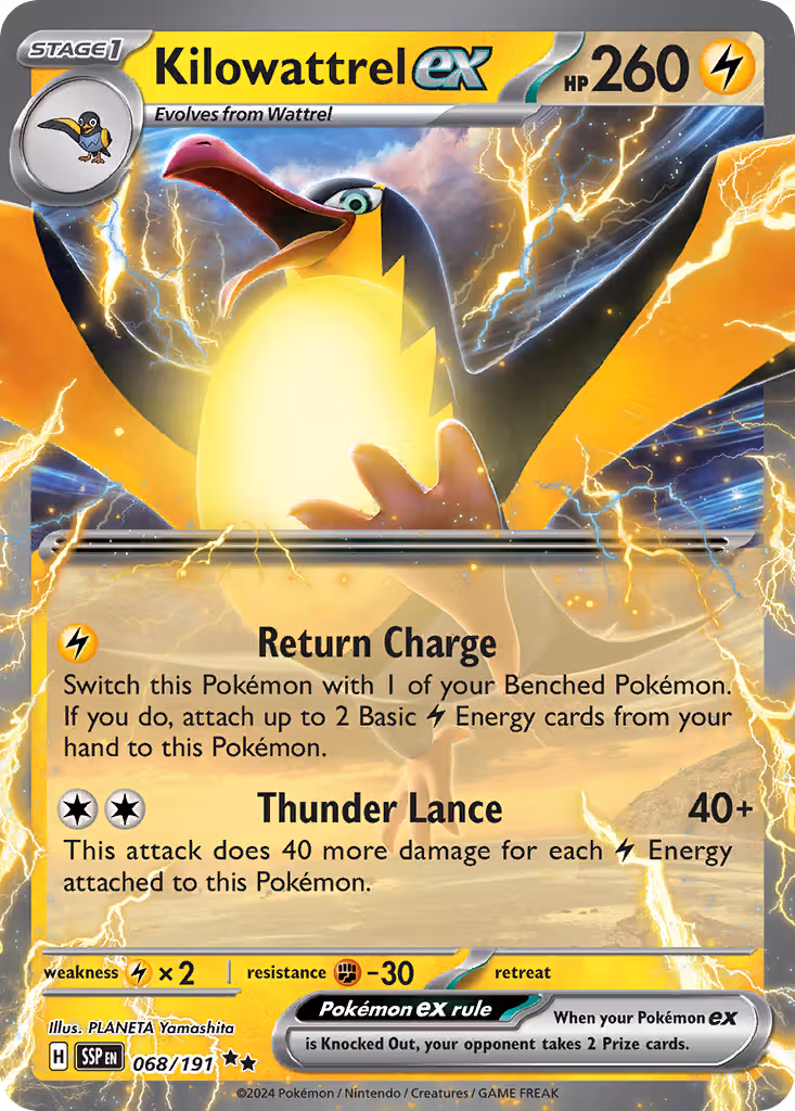 Kilowattrel ex 68/191 Pokemon card