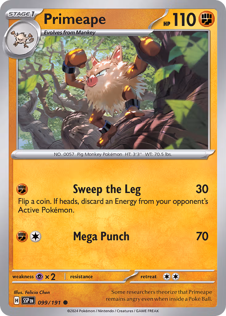 Primeape 99/191 Pokemon card